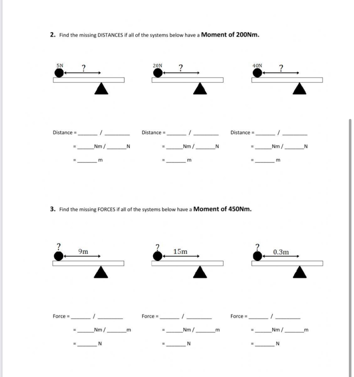 Find the missing DISTANCES if all of the systems