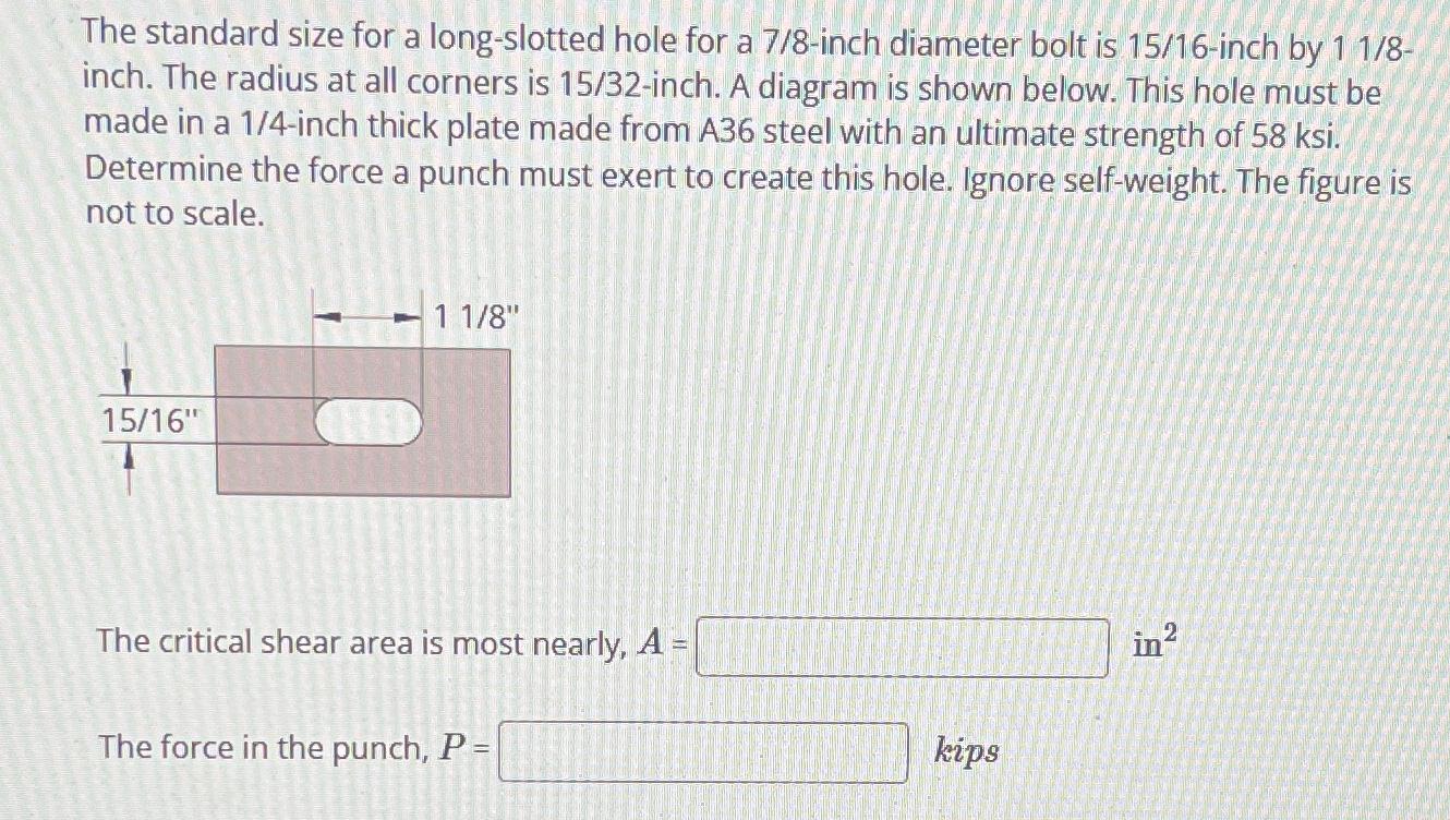 The standard size for a long - slotted hole for a