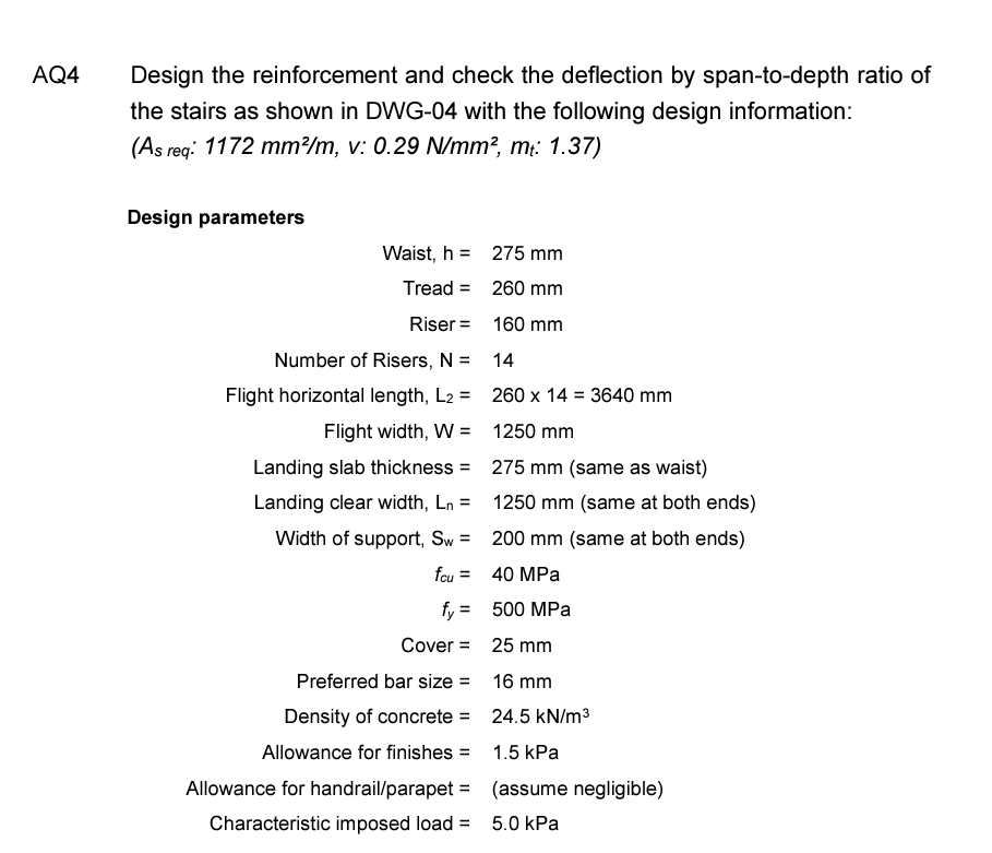 AQ 4 Design the reinforcement and check the