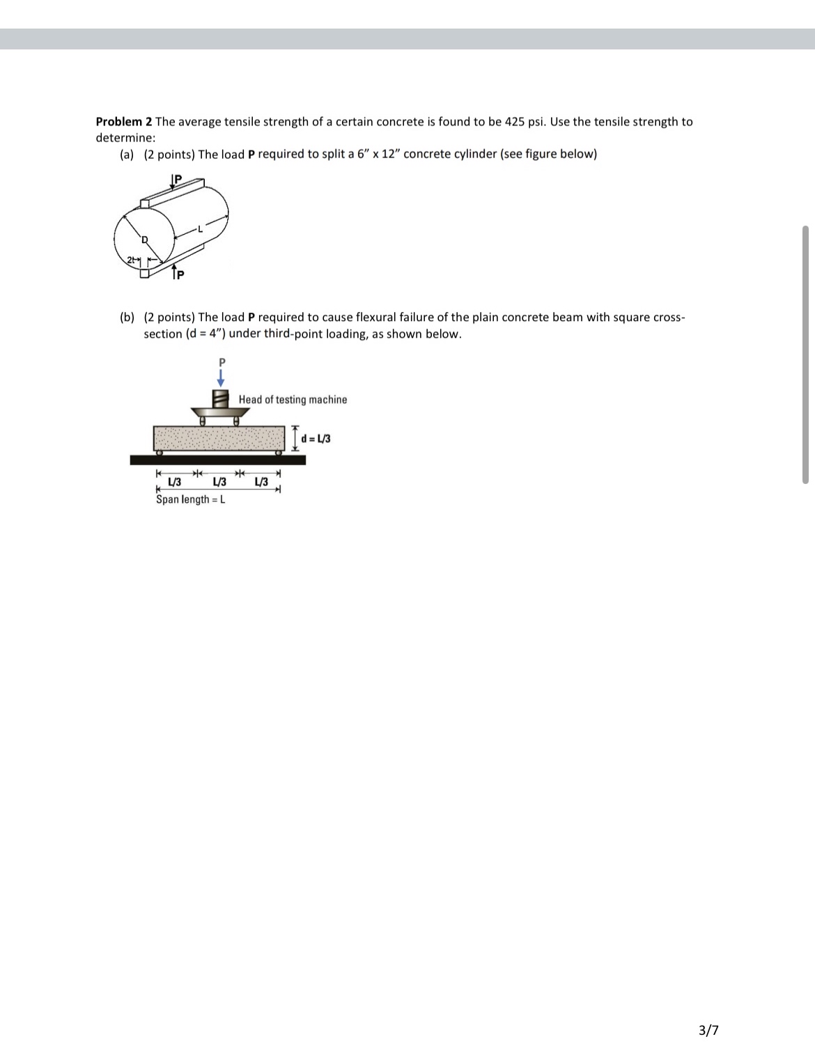 Problem 2 The average tensile strength of a