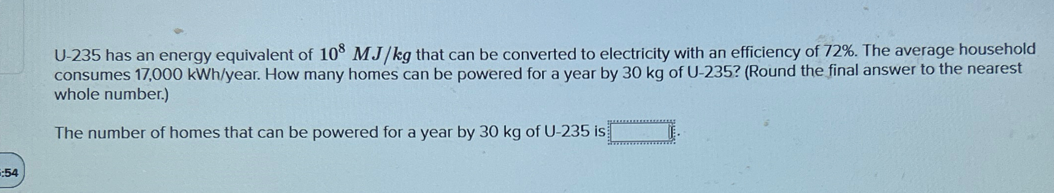 U - 2 3 5 has an energy equivalent of 1 0 8 M J /
