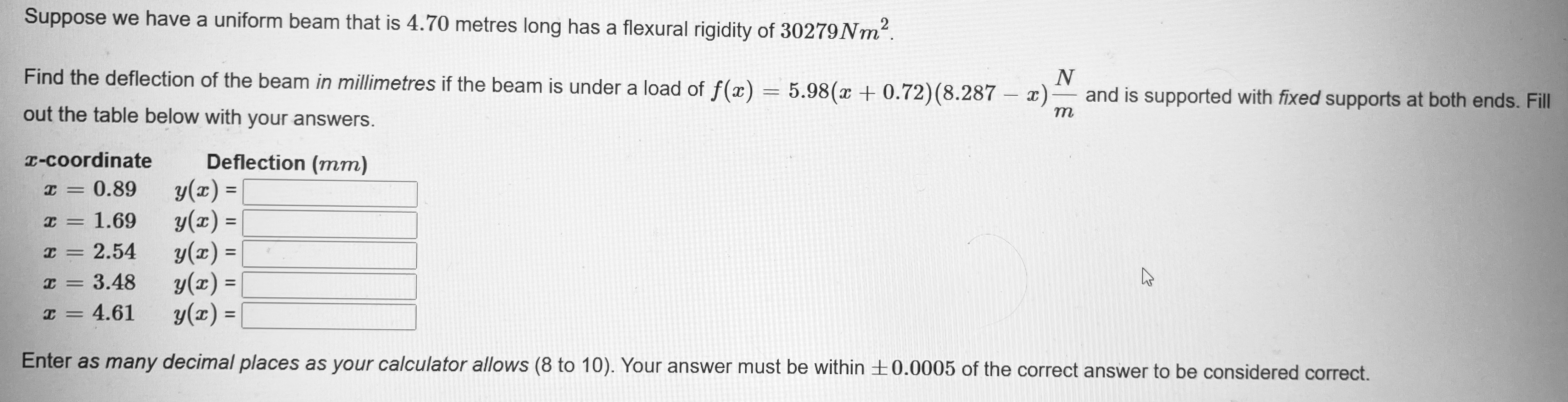 Suppose we have a uniform beam that is 4 . 7 0
