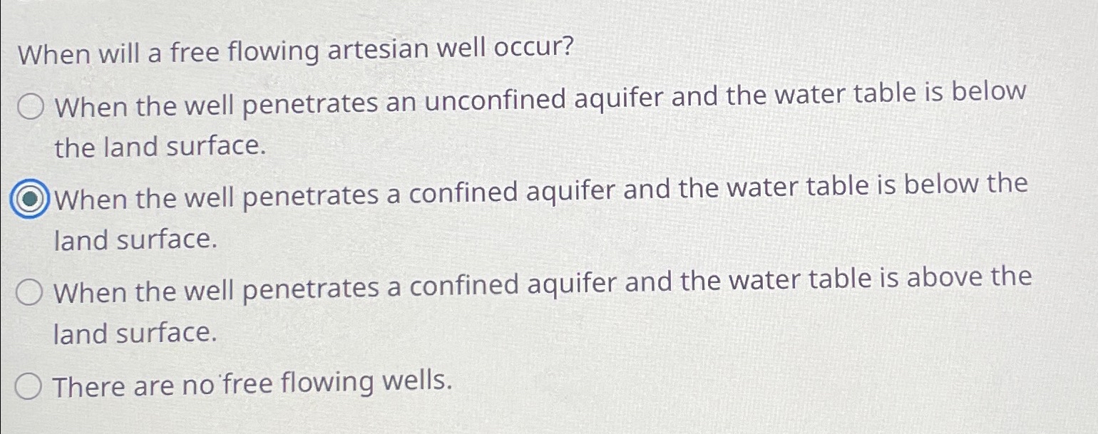 When will a free flowing artesian well occur?