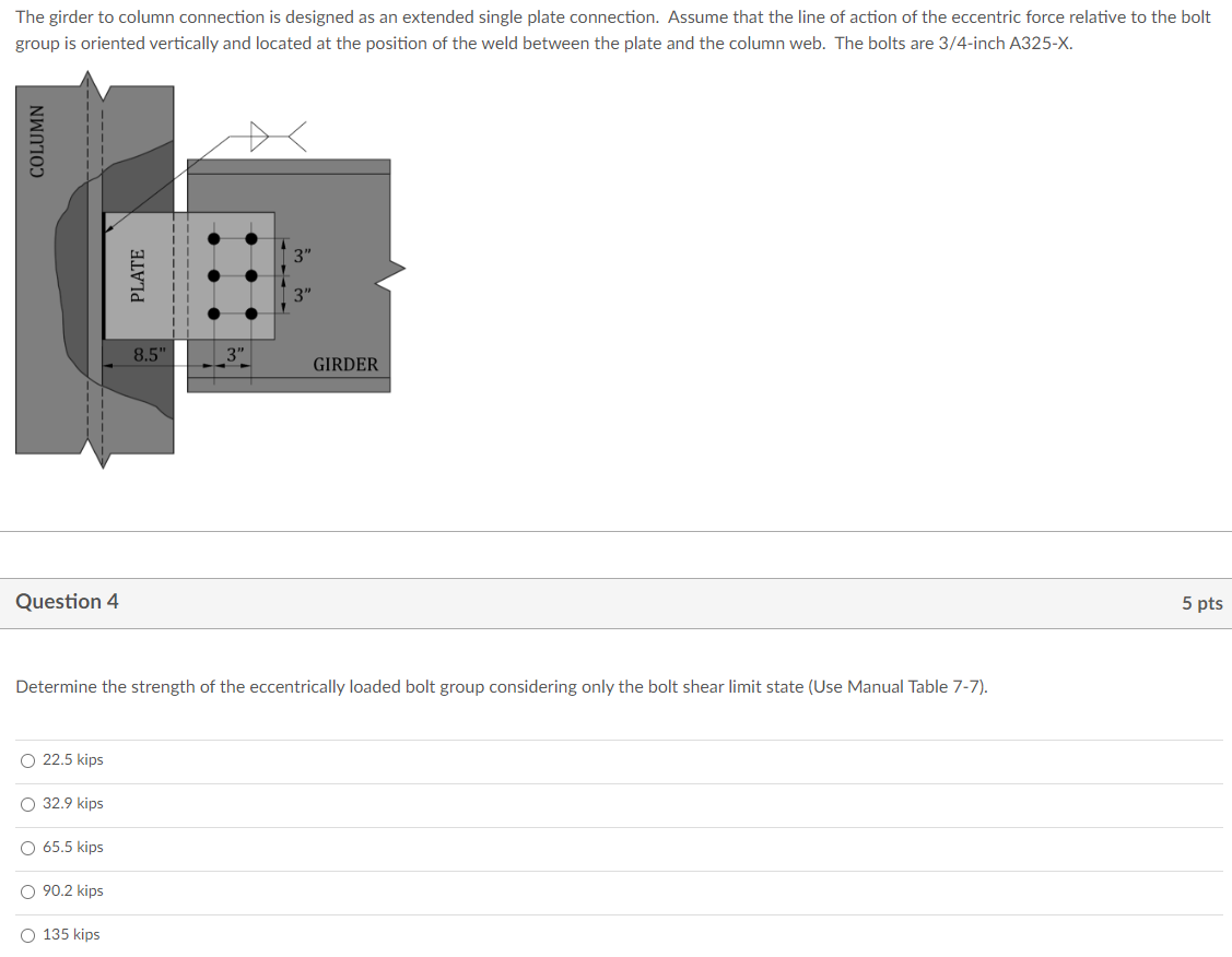 The girder to column connection is designed as an