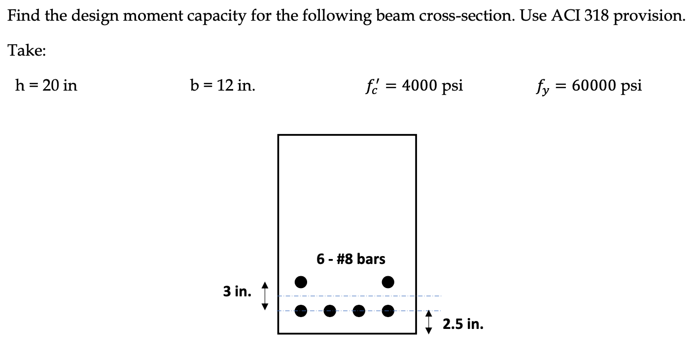 Find the design moment capacity for the following