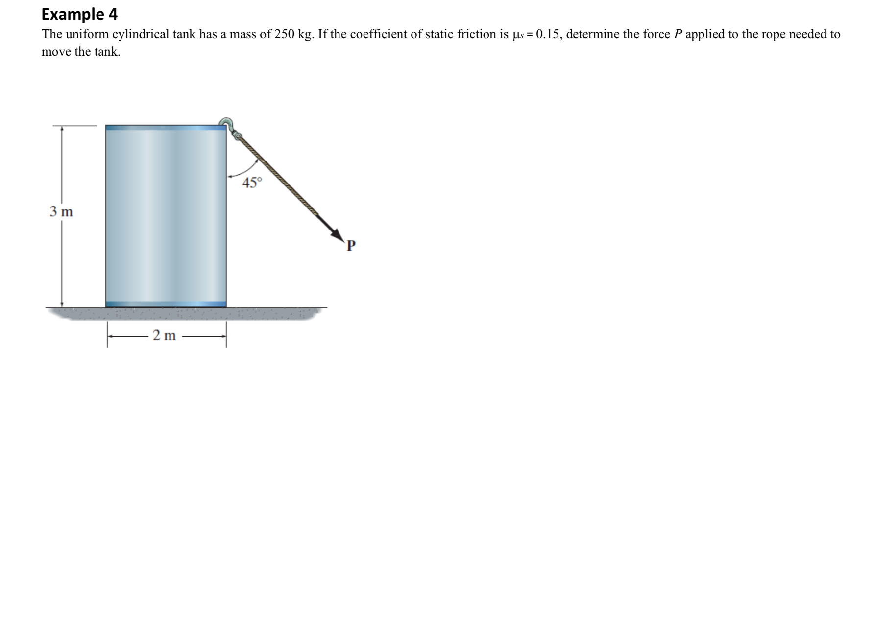 Example 4 The uniform cylindrical tank has a mass