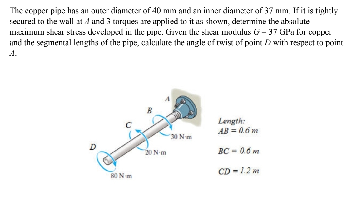 The copper pipe has an outer diameter of 4 0 m m