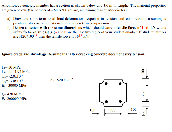 Ignore creep and shrinkage. Assume that after