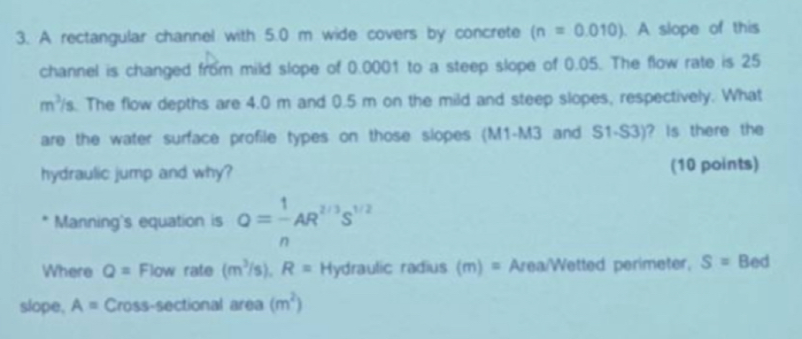 A rectangular channel with 5 . 0 m wide covers by