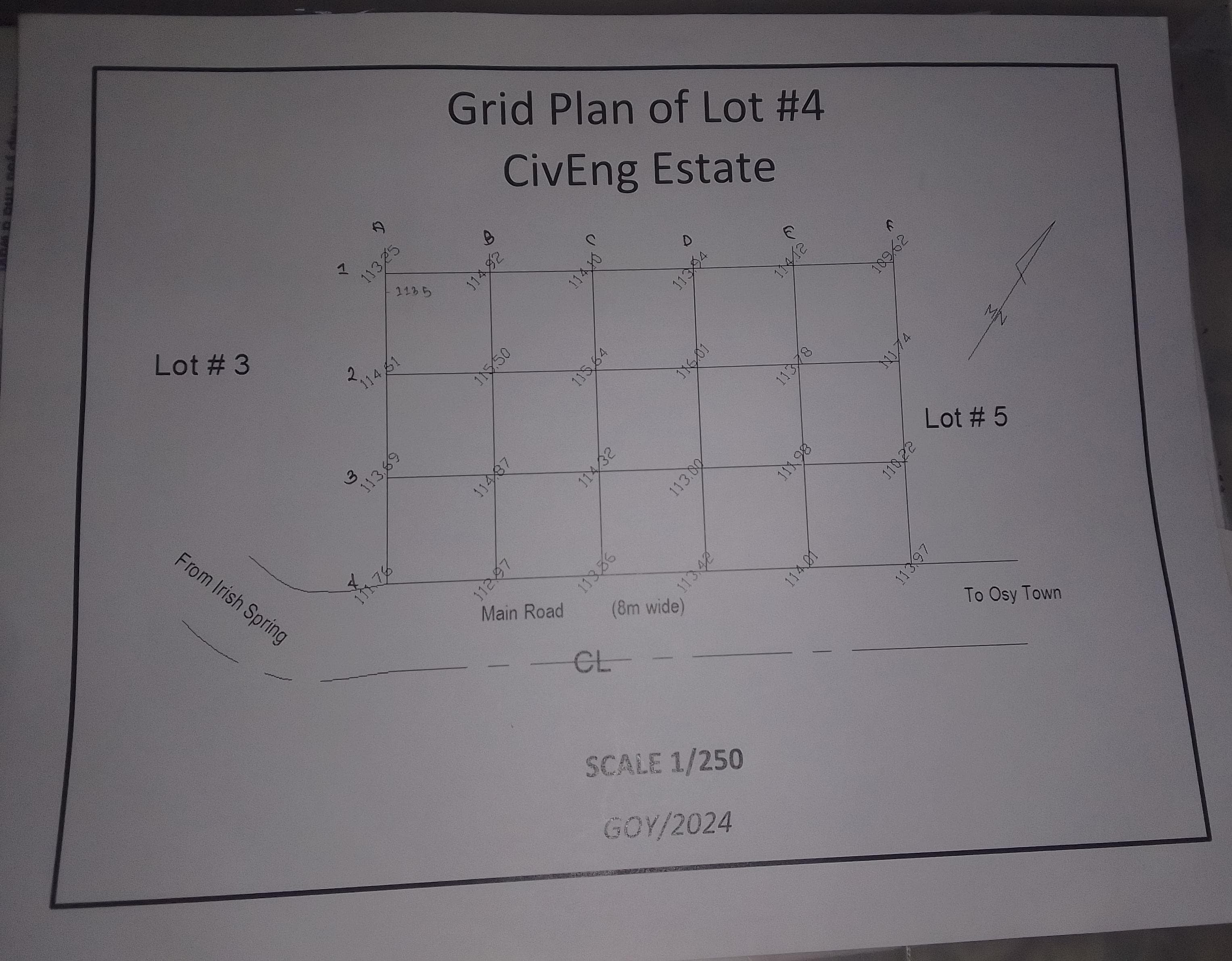 Using the map below, showing the Grid Plan of Lot