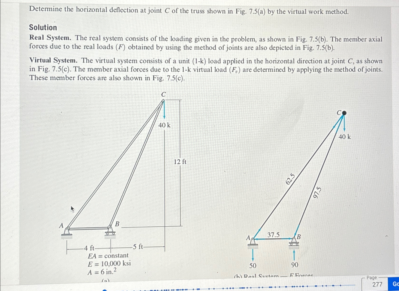 Determine the horizontal deflection at joint C of