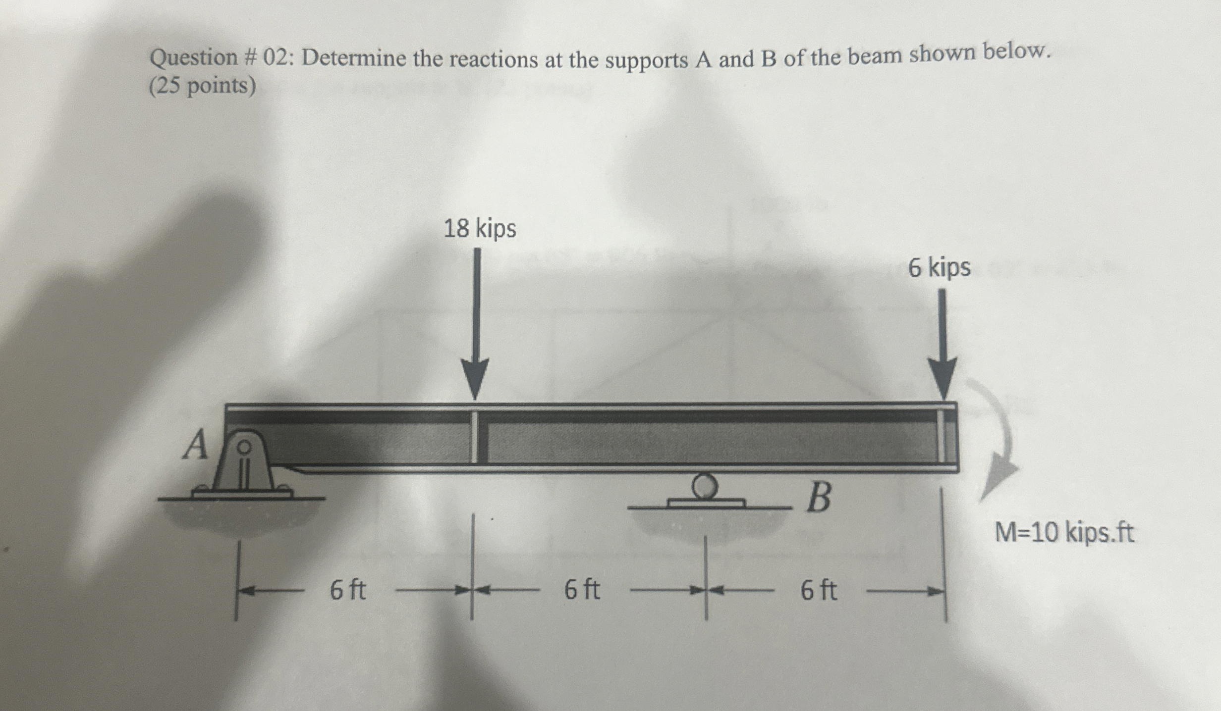 Question # 0 2 : Determine the reactions at the