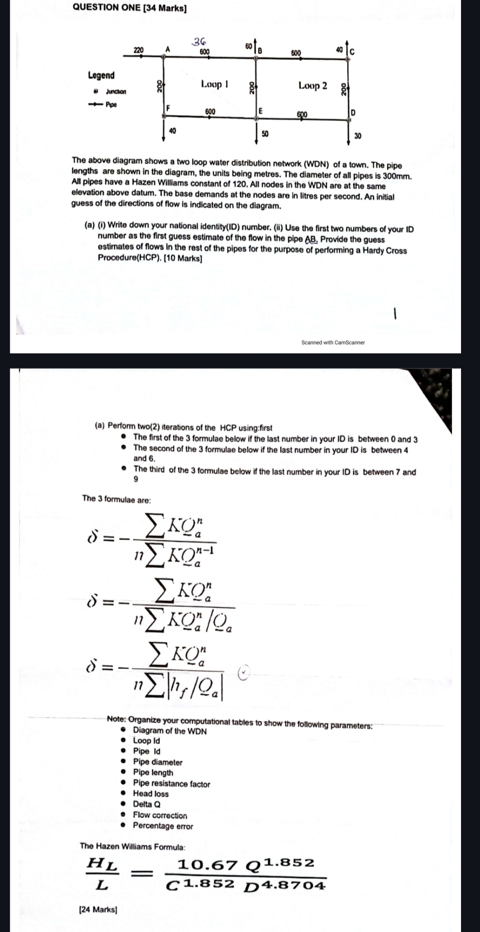 QUESTION ONE [ 3 4 Marks ] The above diagram