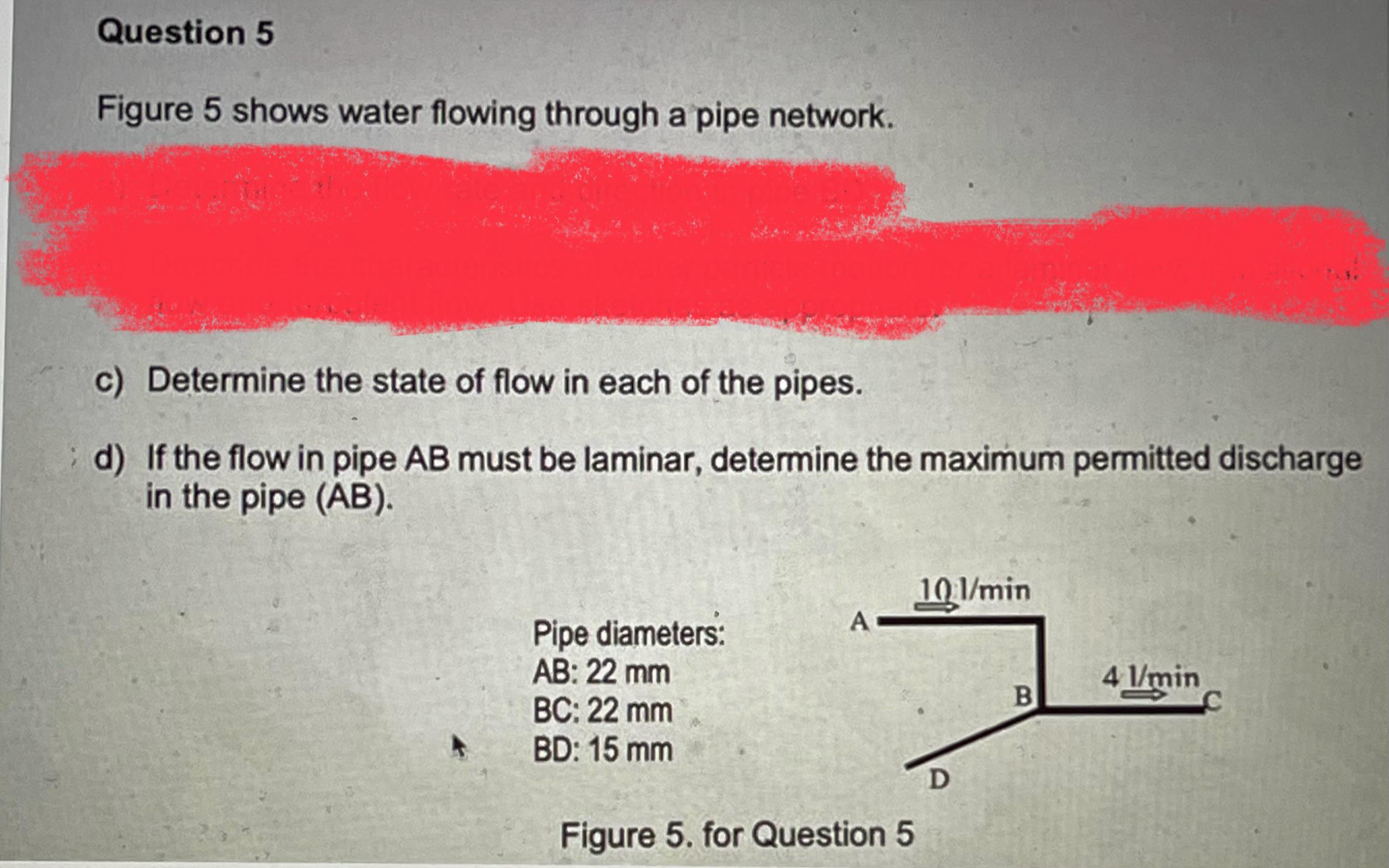 Question 5 Figure 5 shows water flowing through a