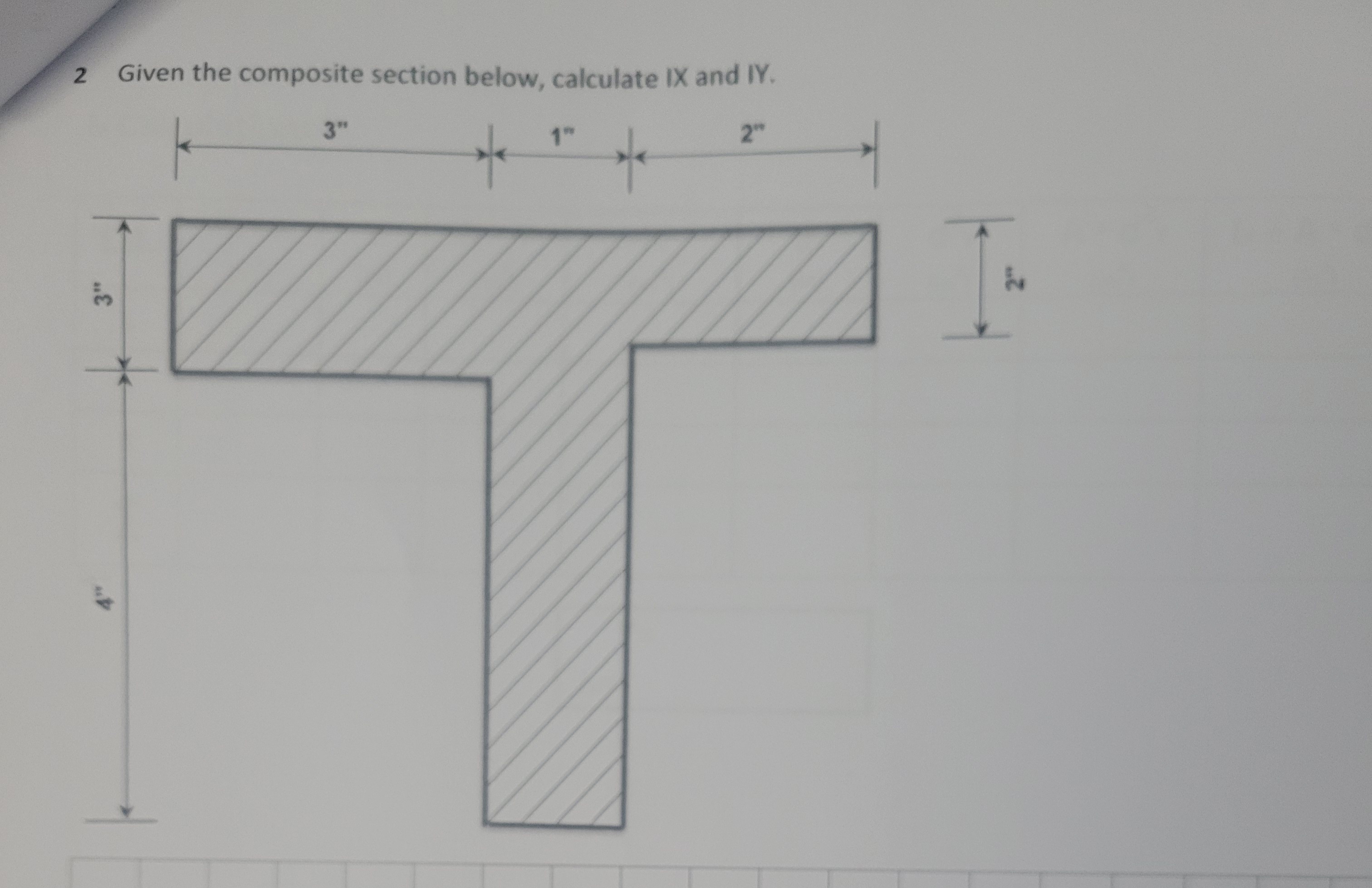 Given the composite section below, calculate IX