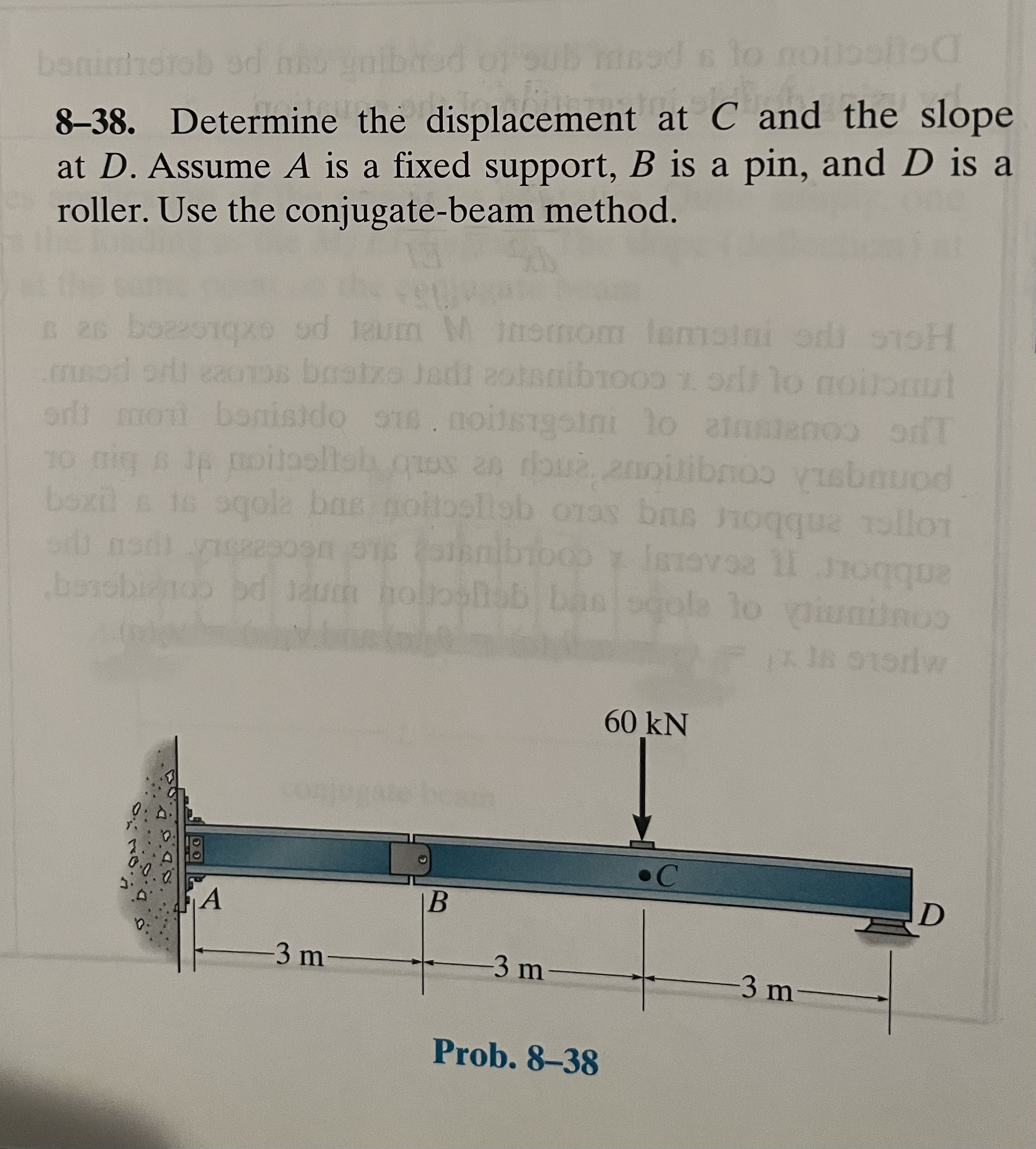 8 - 3 8 . Determine the displacement at C and the