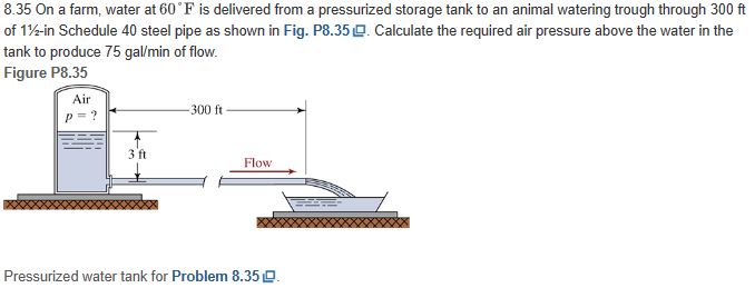 8 . 3 5 On a farm, water at 6 0 F is delivered