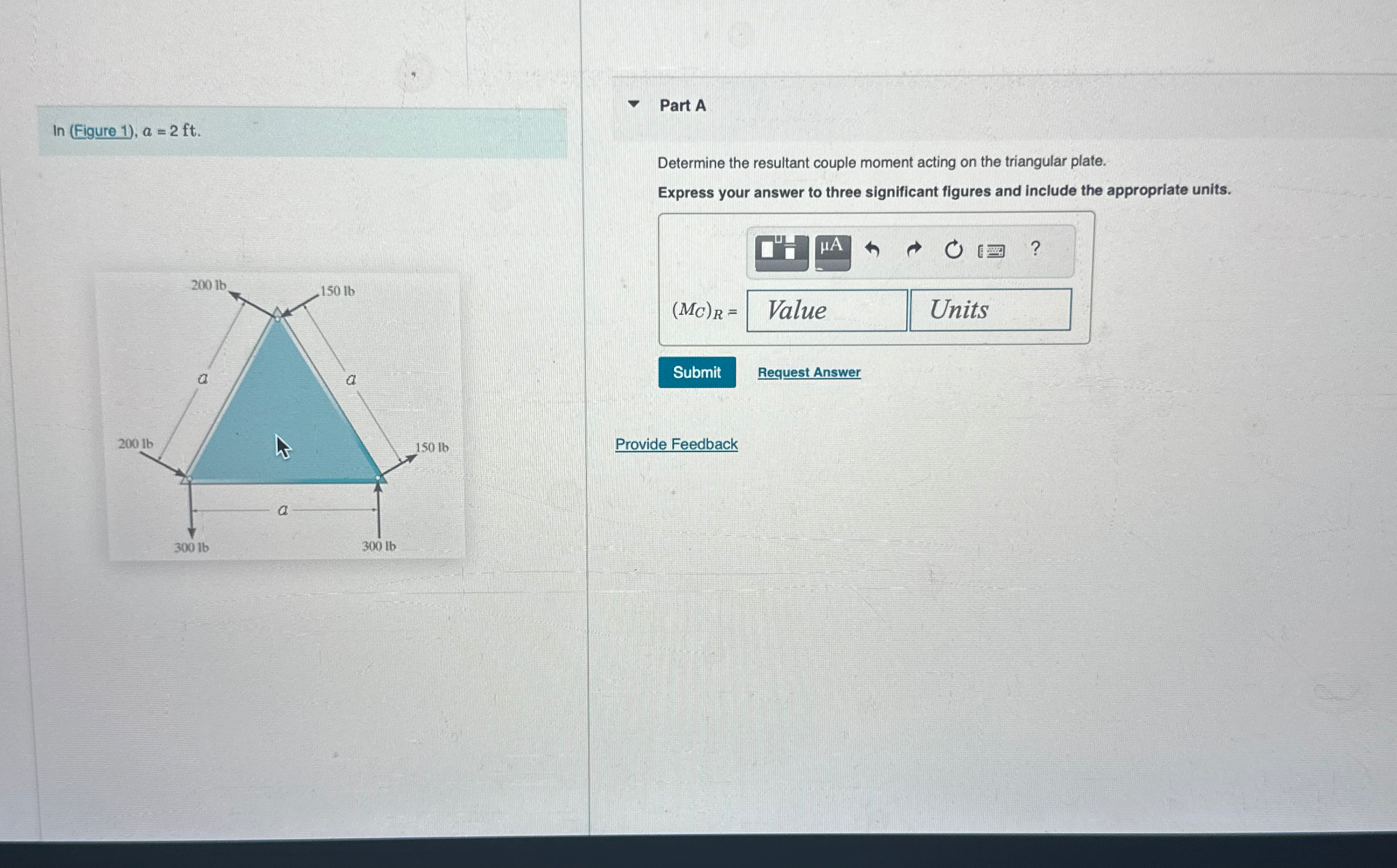 In ( Figure 1 ) , a = 2 f t Part A Determine the