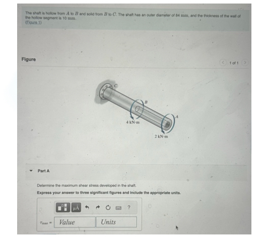 The shat is hollow from A so B and sold trom B so