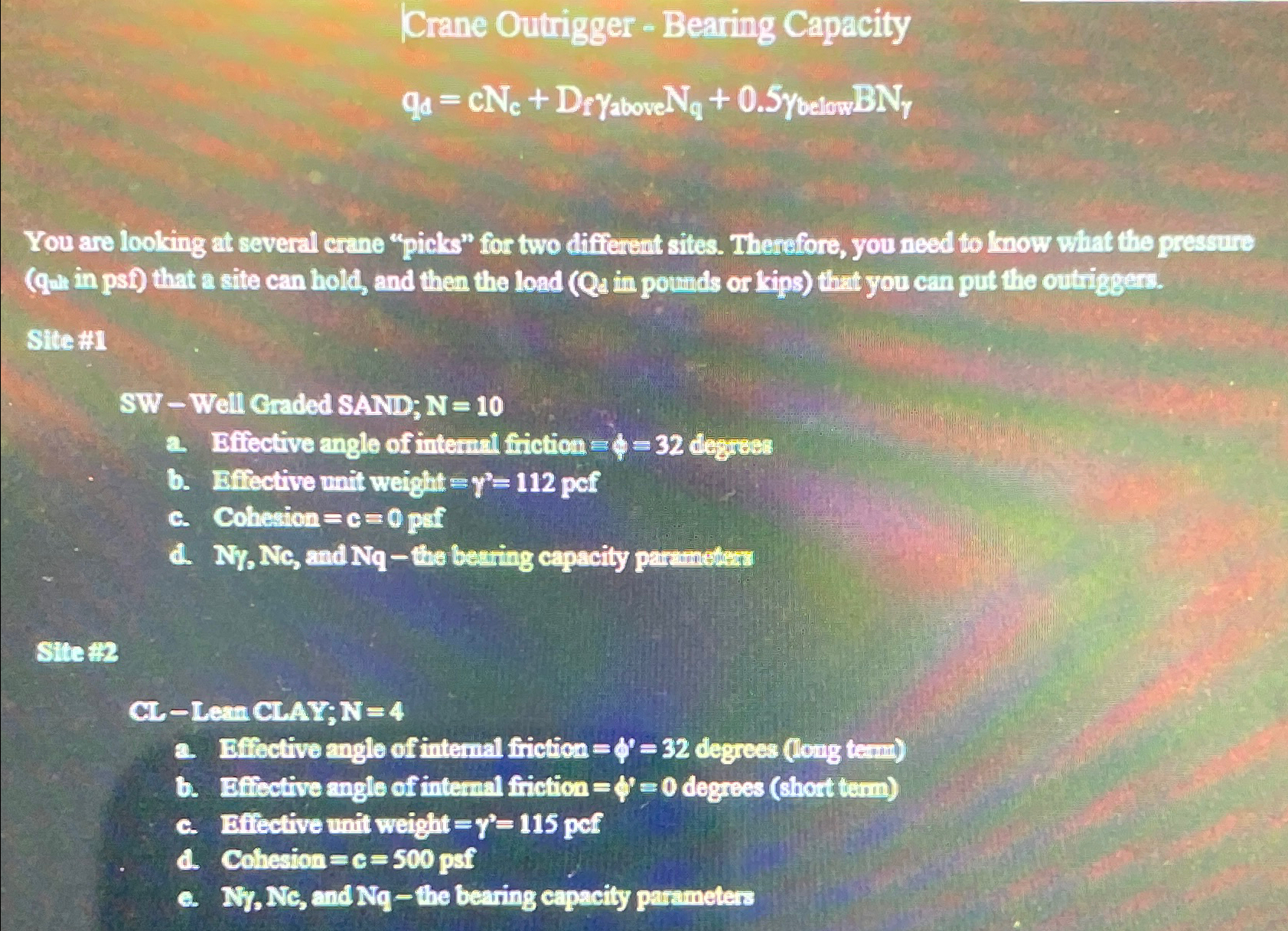 Crane Outrigger - Bearing Capacity Find the