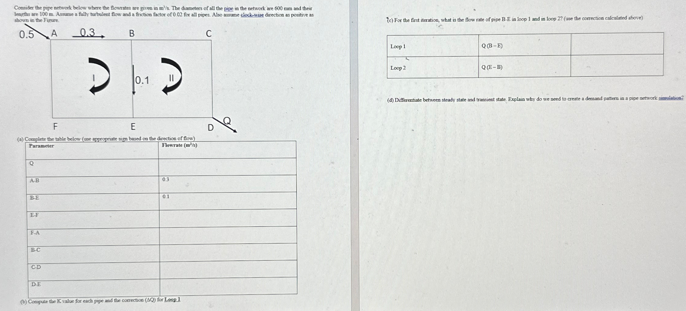 Please show all work for this problem and parts.