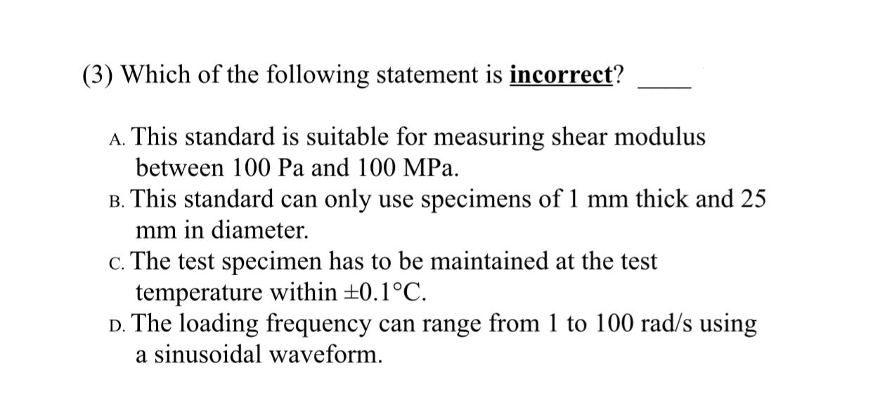 ( 3 ) Which of the following statement is