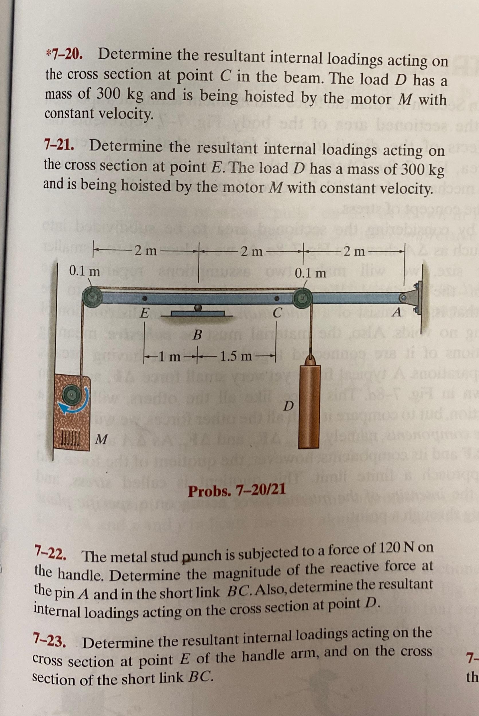 * 7 - 2 0 . Determine the resultant internal