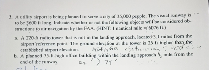 A utility airpon is being planned to serve a city