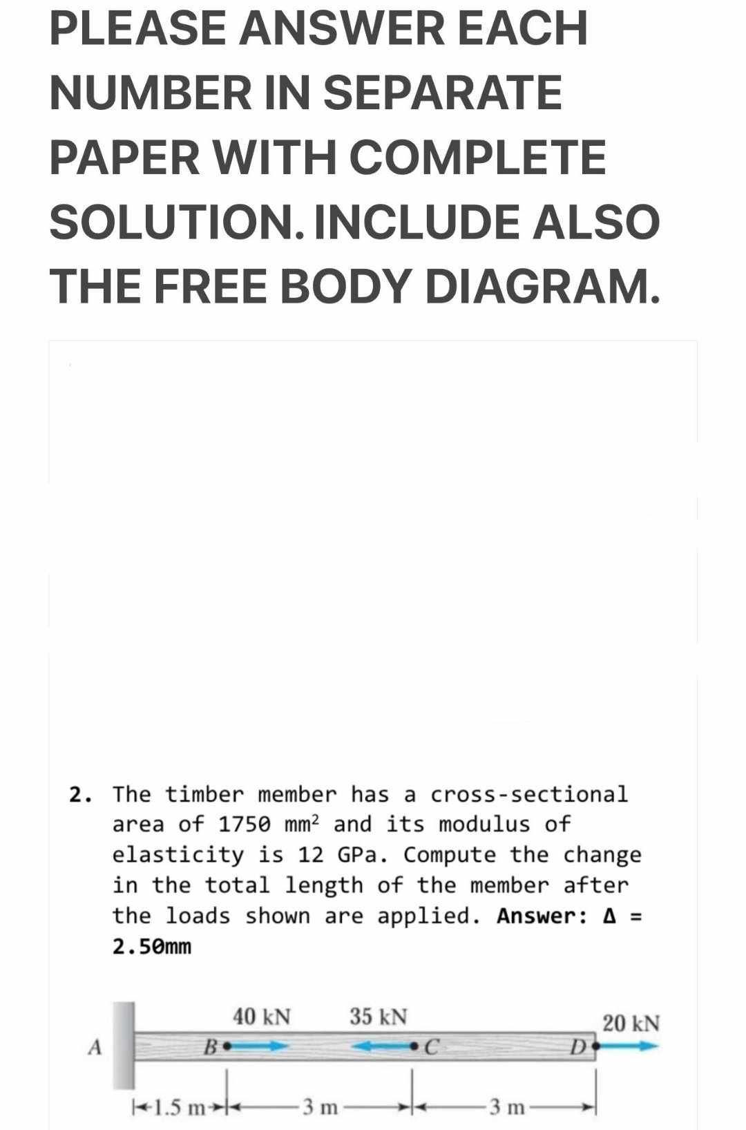 PLEASE ANSWER EACH NUMBER IN SEPARATE PAPER WITH