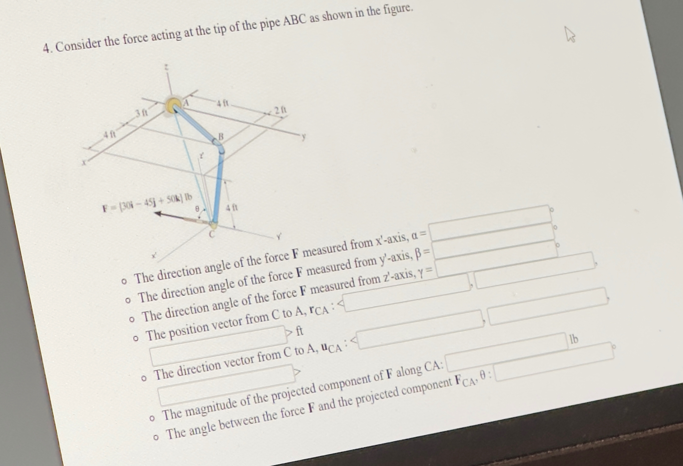 Consider the force acting at the tip of the pipe