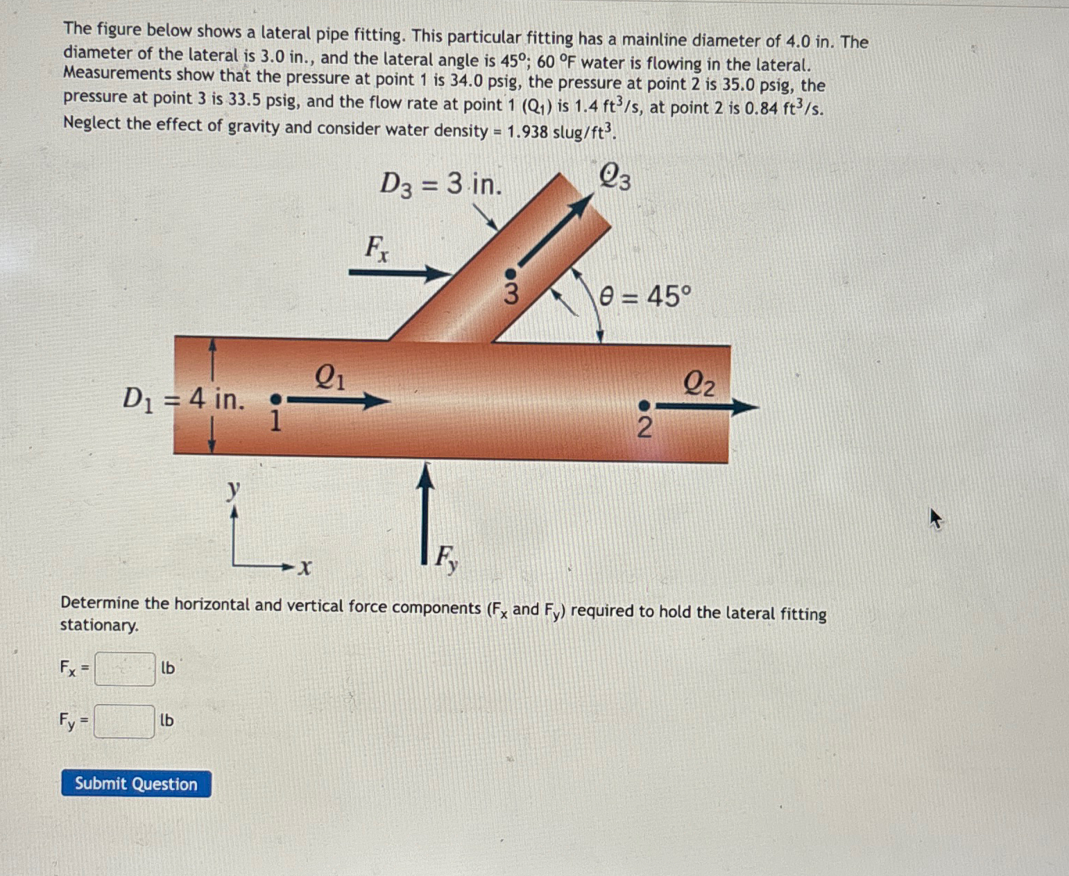 The figure below shows a lateral pipe fitting.