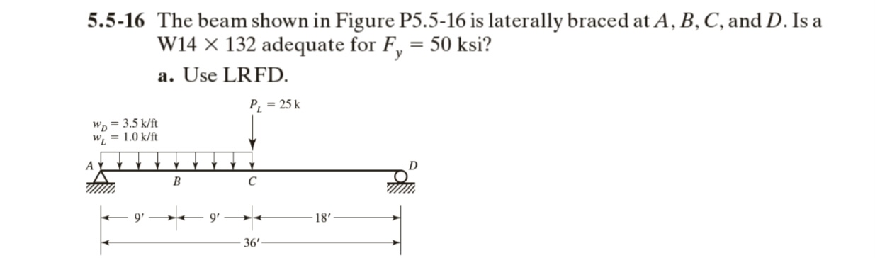 5 . 5 - 1 6 The beam shown in Figure P 5 . 5 - 1