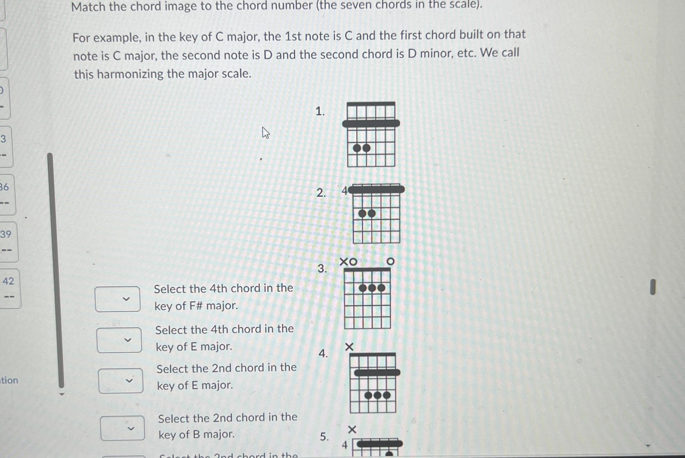 Match the chord image to the chord number ( the