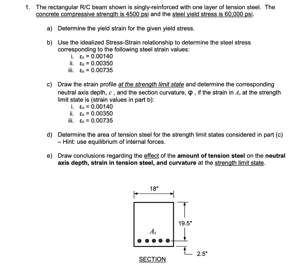 The rectangular R / C beam shown is singly -