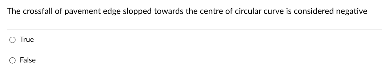 The crossfall of pavement edge slopped towards