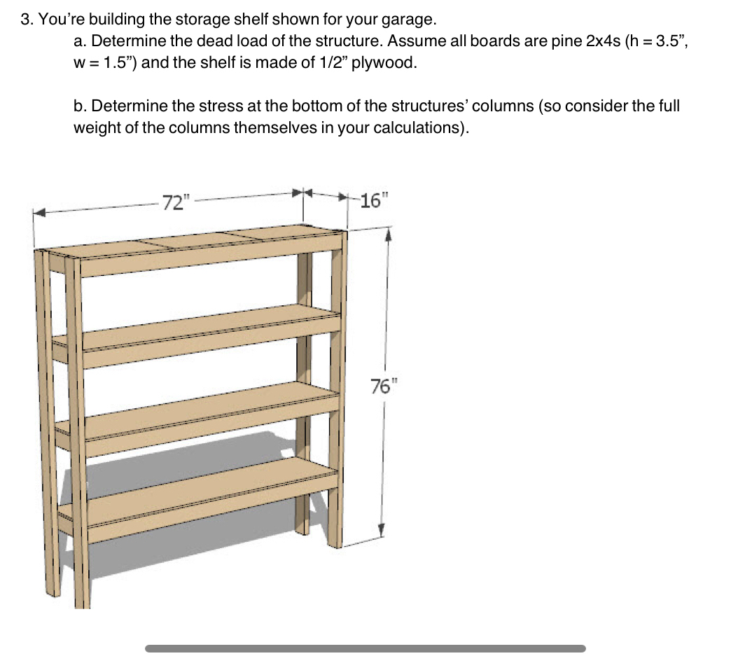 You're building the storage shelf shown for your