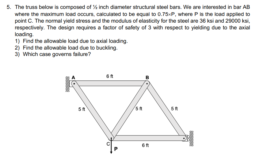 The truss below is composed of 1 2 inch diameter