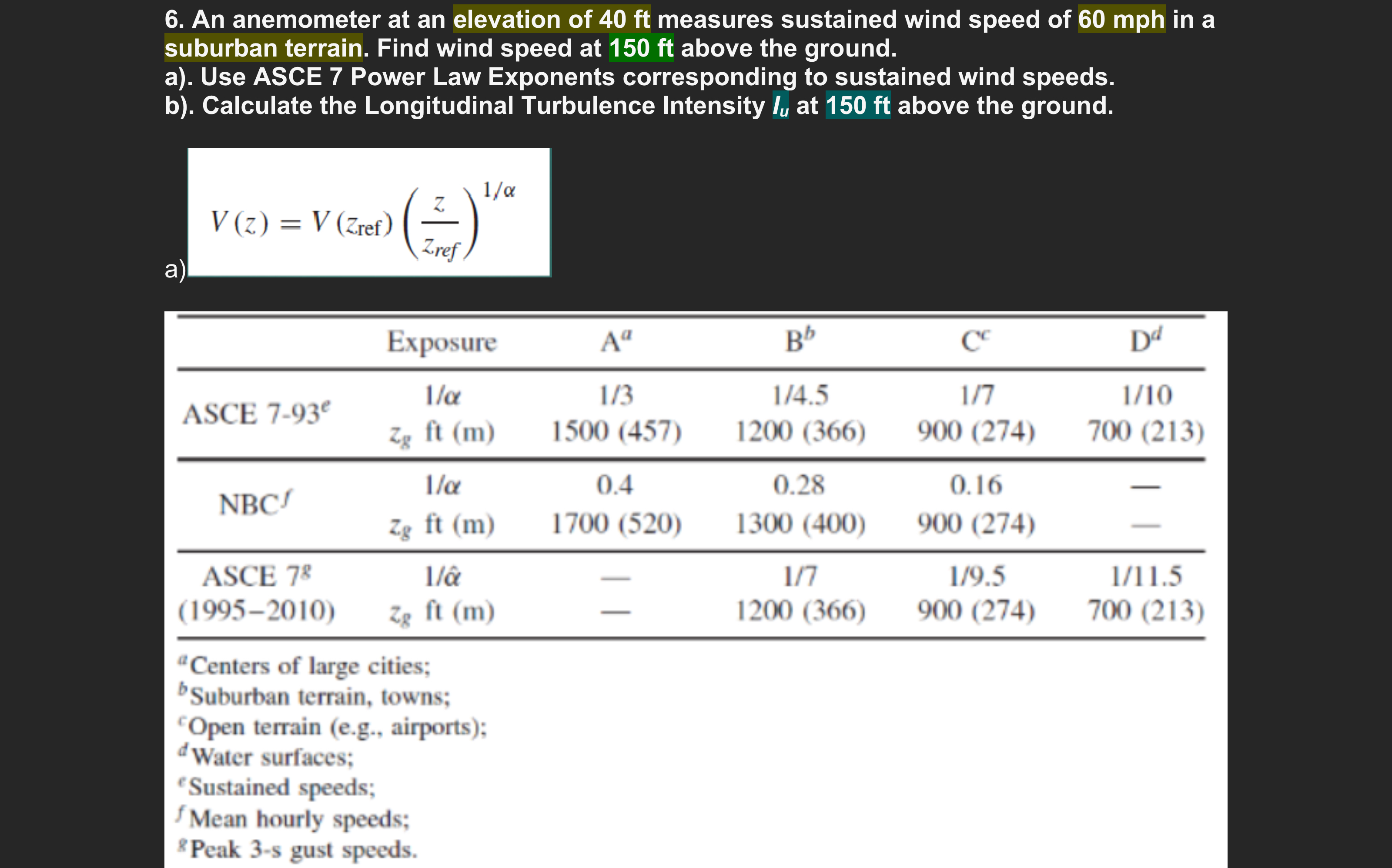 An anemometer at an elevation of 4 0 ft measures