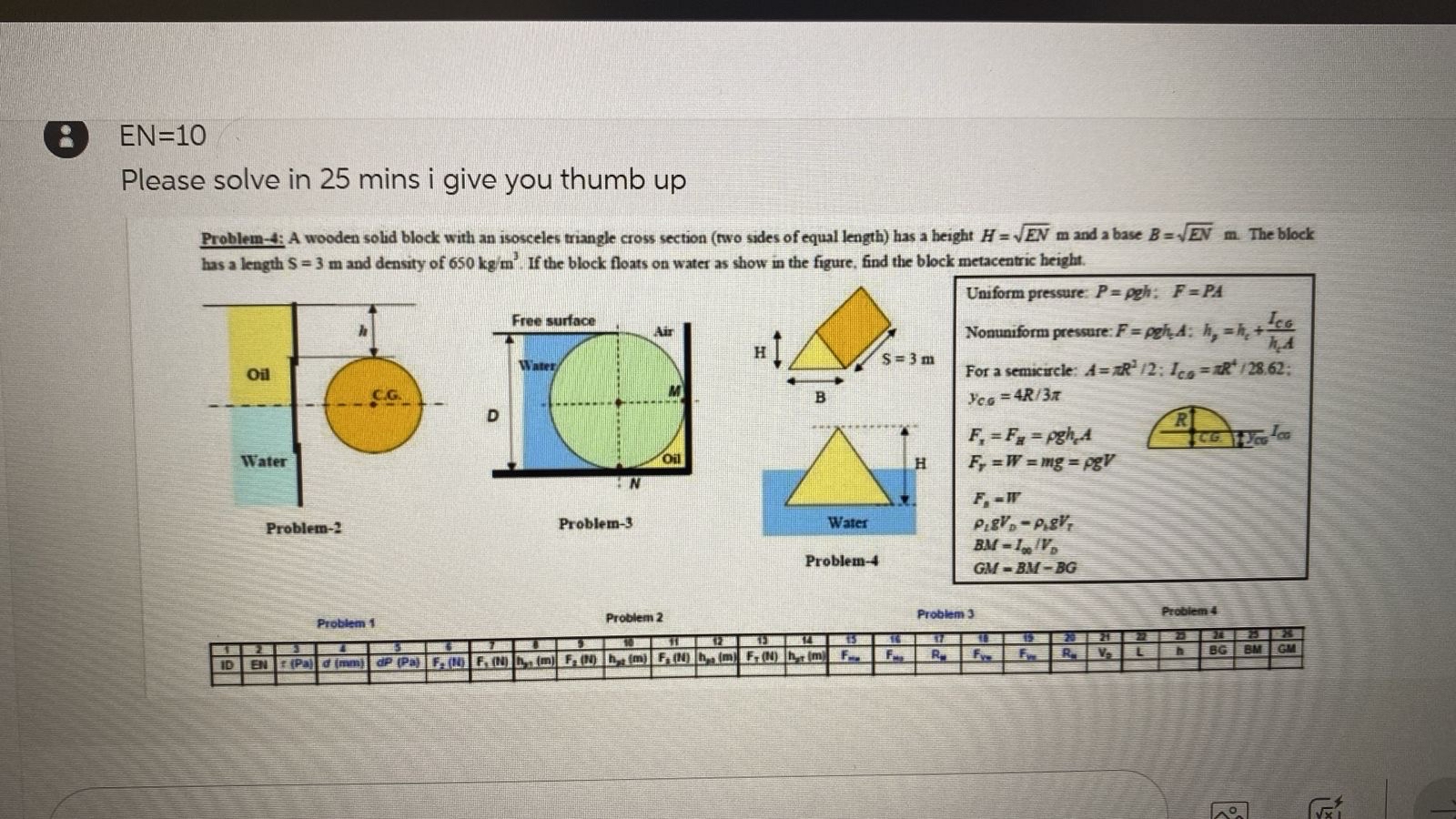 ( i ) E N = 1 0 Please solve in 2 5 mins i give