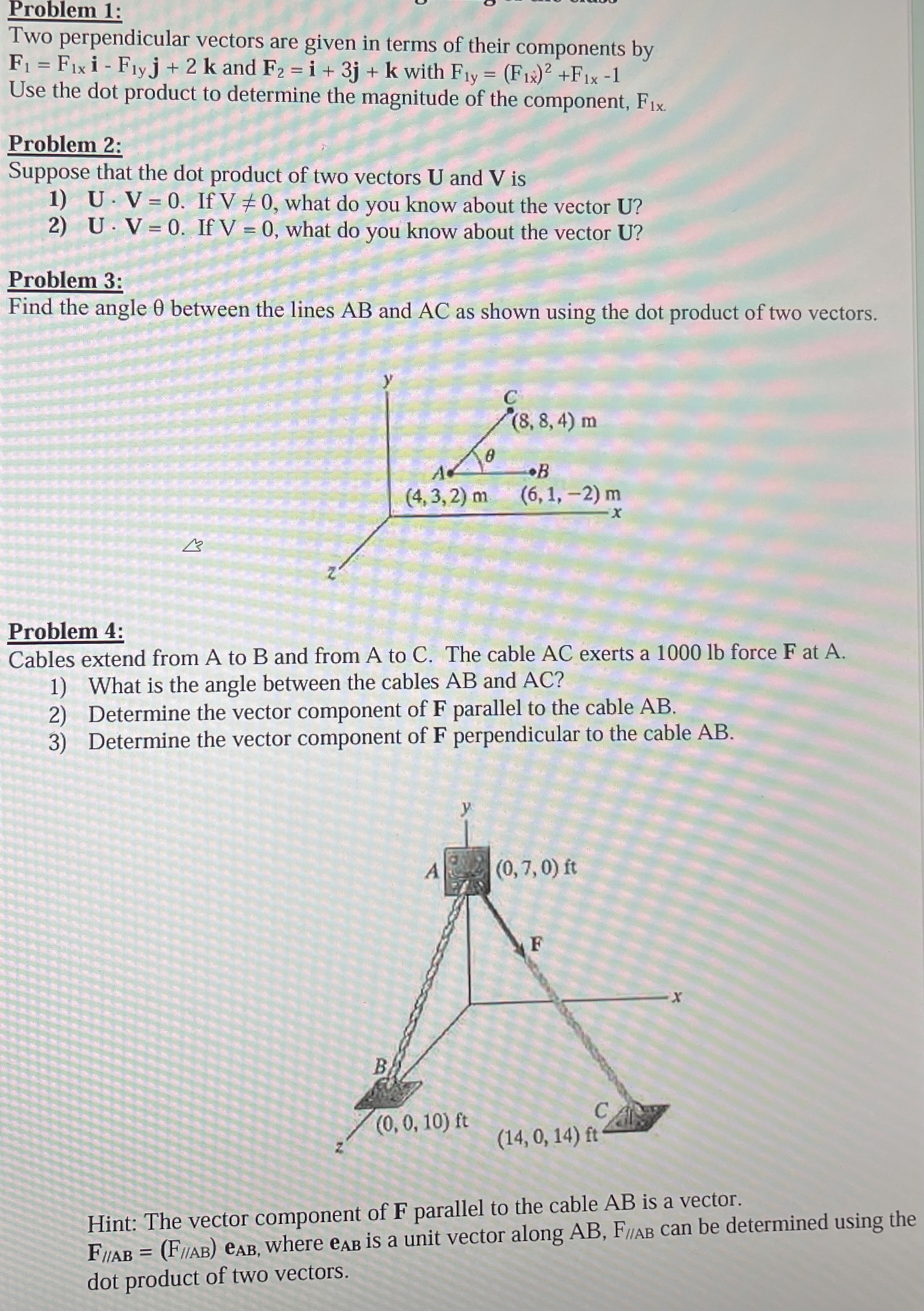 Problem 1 : Two perpendicular vectors are given