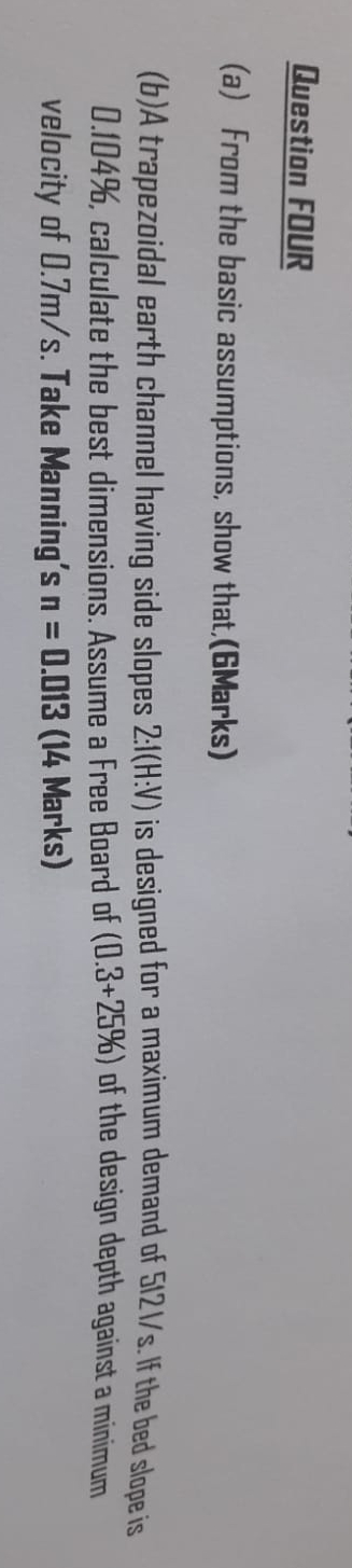Question FIUR ( a ) From the basic assumptions,