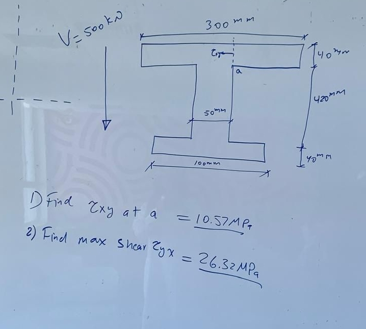 Find x y at a = 1 0 . 5 7 M P Find max shear r y