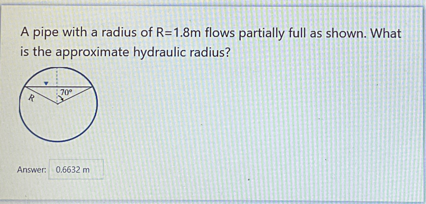 A pipe with a radius of R = 1 . 8 m flows