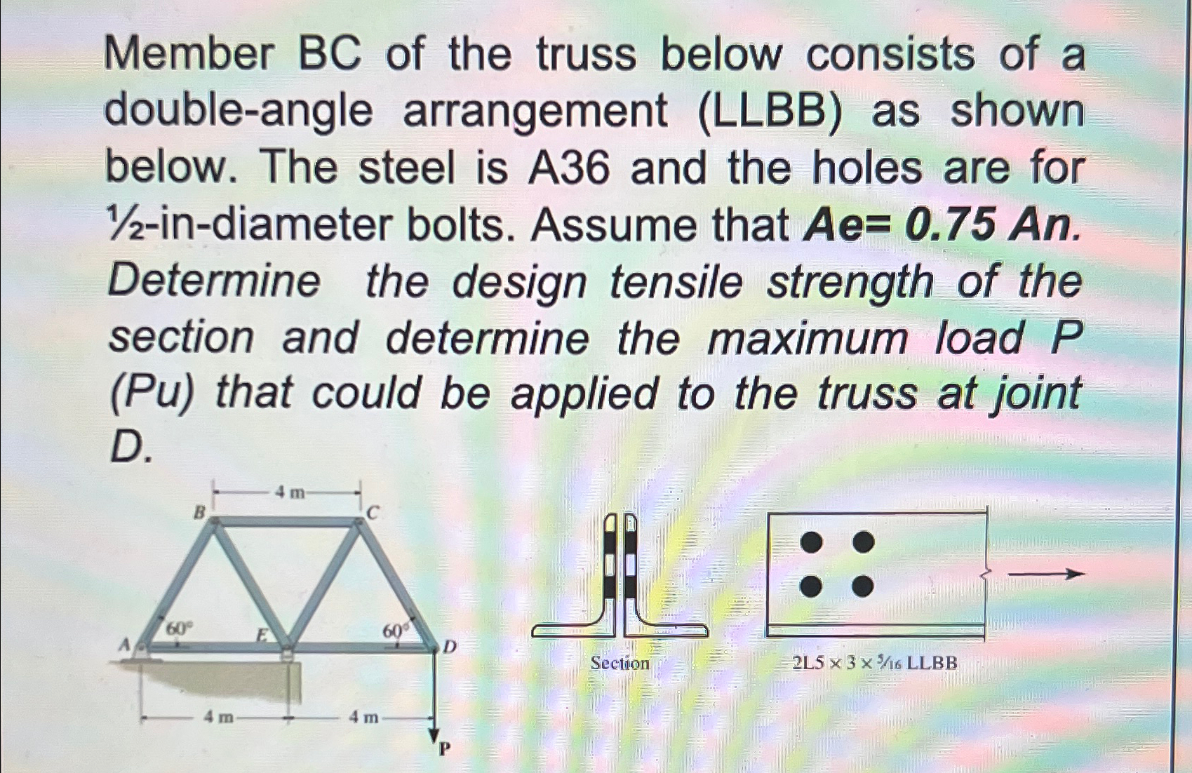 Member BC of the truss below consists of a double