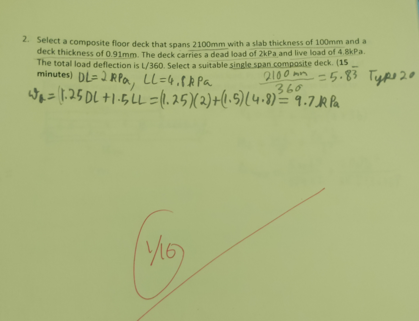 Select a composite floor deck that spans 2 1 0 0