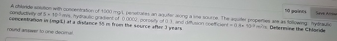 A chloride solution with concentration of 1 0 0 0