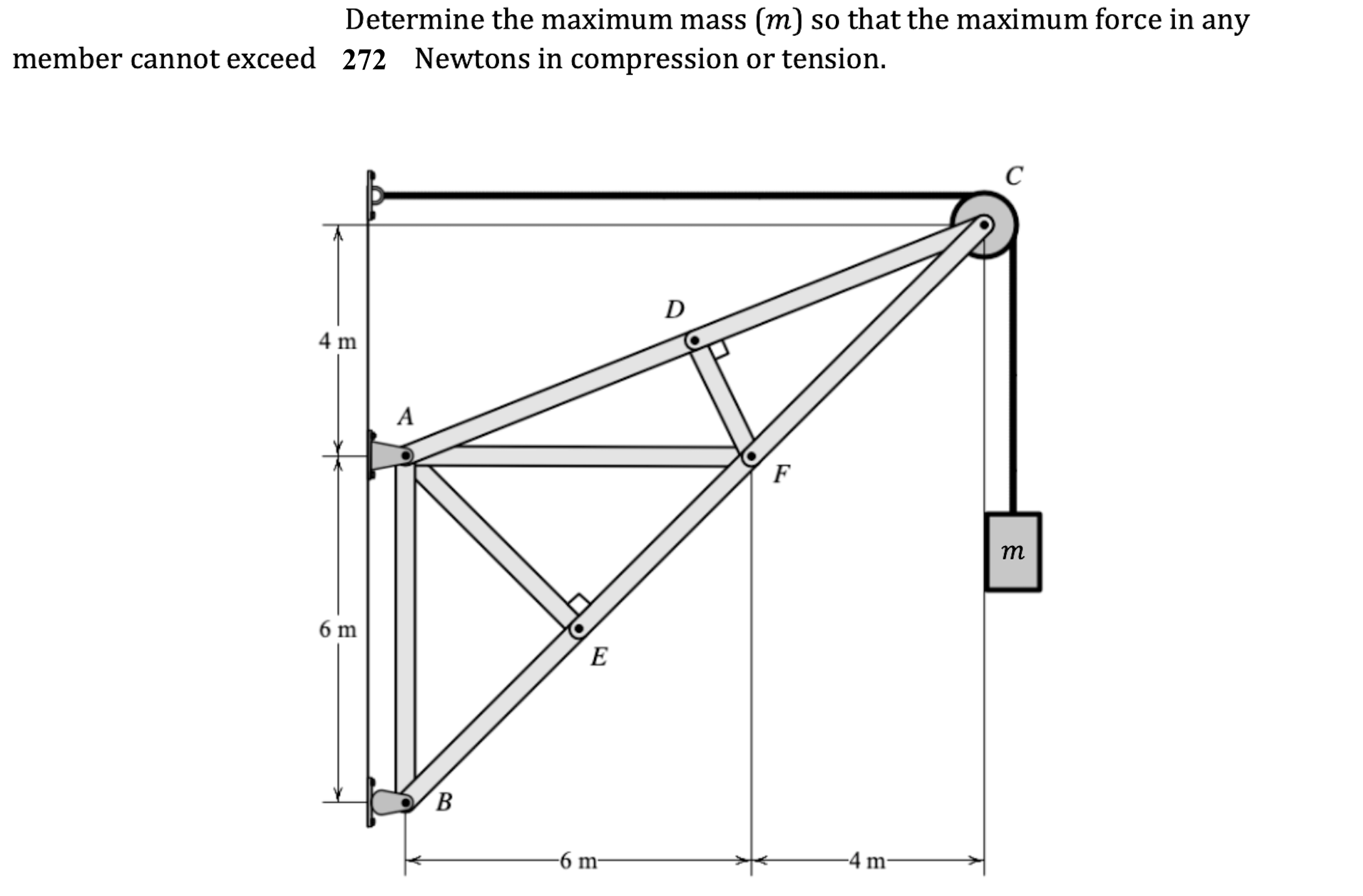 Determine the maximum mass ( m ) so that the