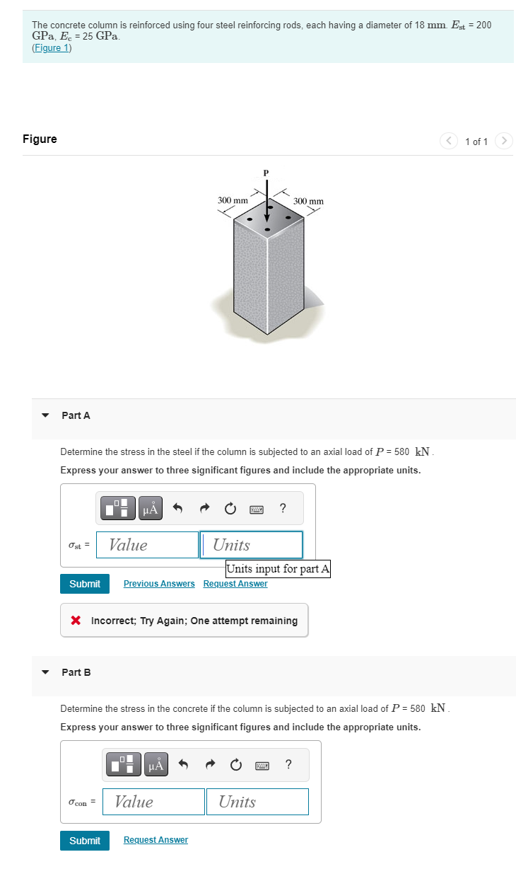The concrete column is reinforced using four