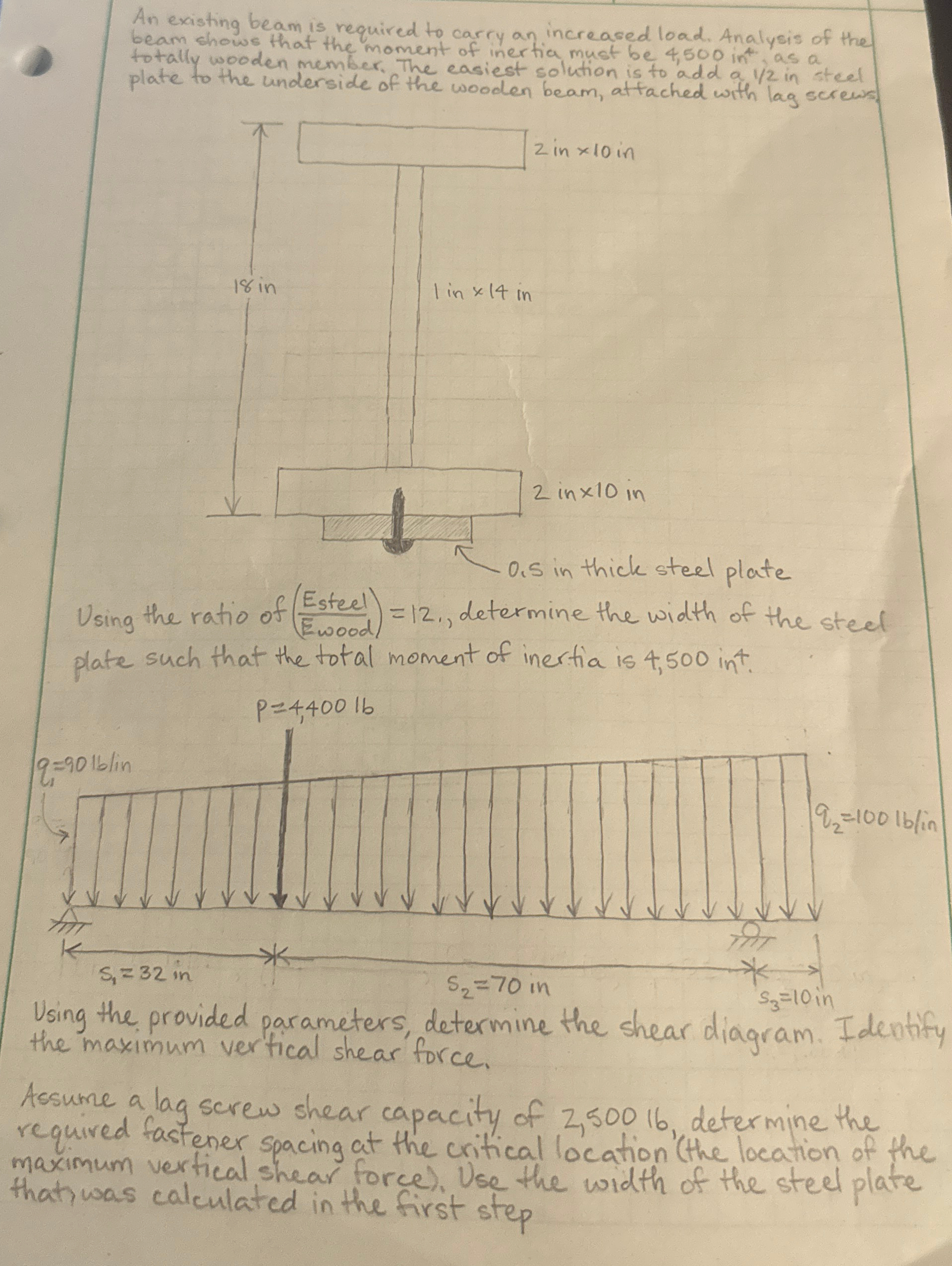 An existing beam is required to carry an