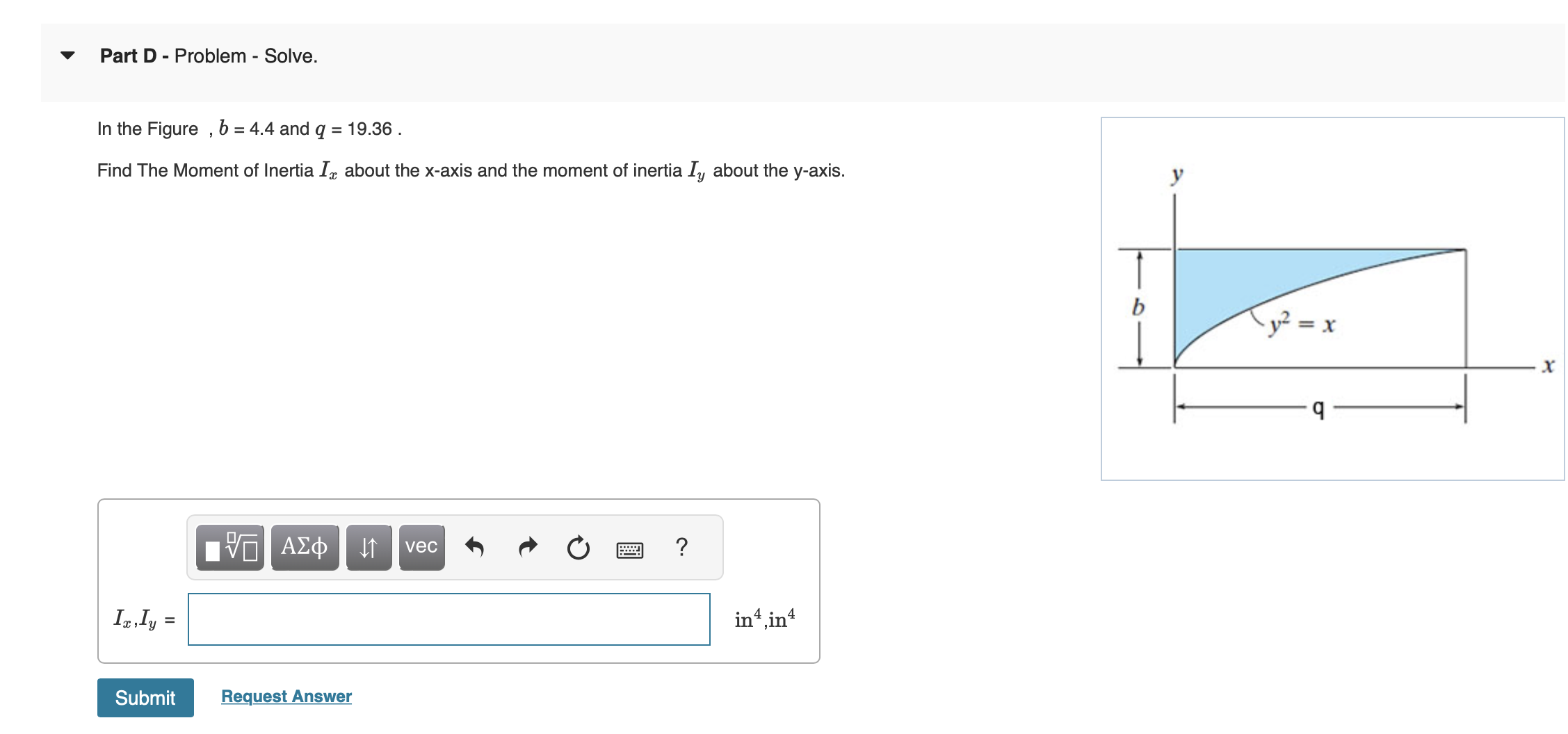 Part D - Problem - Solve. In the Figure, b = 4 .